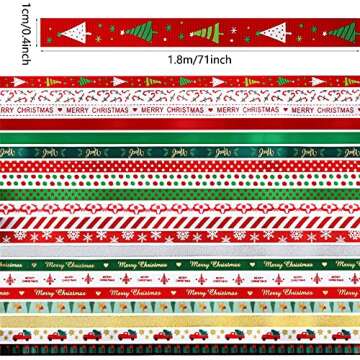 20 Rolls Christmas Grosgrain Ribbon Snowflake Christmas Tree Wrapping Ribbon Soft Craft Ribbon Chris...