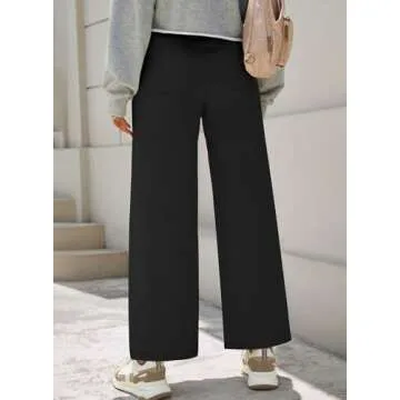 Dokotoo Black Cargo Pants Women Wide Leg High Waisted Jeans for Women Work Slacks Dress Pants Womens Trousers Casual 2025 Spring Outfits Teacher Trendy Pockets Denim Clothes Clothing Palazzo