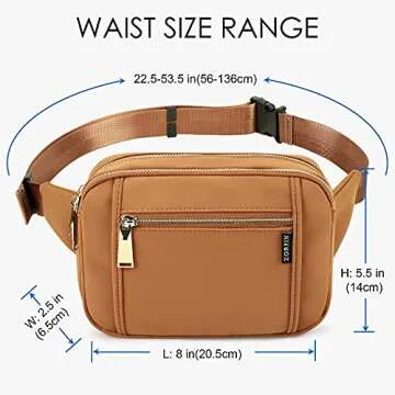 Stylish ZORFIN Fanny Pack for Men & Women with 5 Pockets