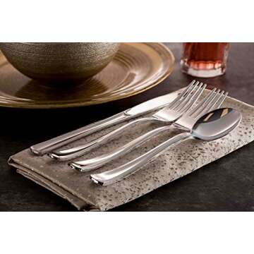 Plastic Silverware Set- Silver Flatware Set- Heavy Duty Cutlery Set - Bulk Combo Value Pack 160 count 40 Knives 80 Forks 40 Spoons Party Supplies - Tepco Settings