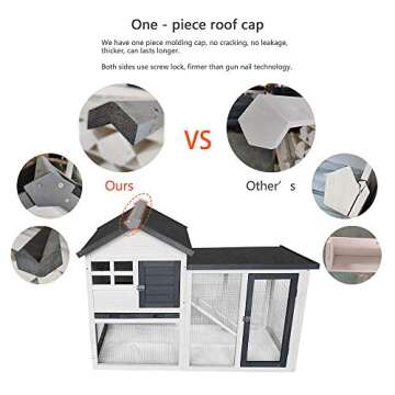 BIRASIL Wood Rabbit Hutch, Guinea Pig Cage with Pull Out Tray, 2 Levels Bunny House for Small Animals Outdoor Indoor (Gray, 48 Inch)