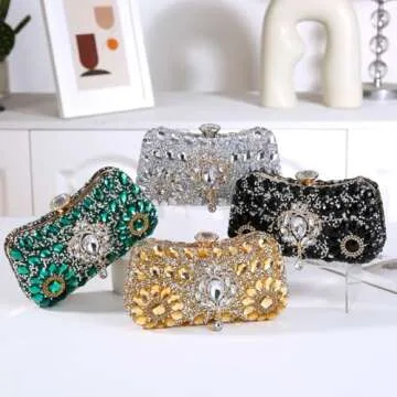 Dreubea Clutch Purses for Women Rhinestone Evening Bag Sparkling Crystal Wedding Party Handbags Black