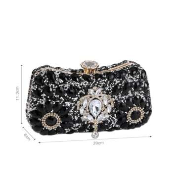 Dreubea Clutch Purses for Women Rhinestone Evening Bag Sparkling Crystal Wedding Party Handbags Black
