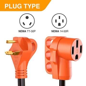 Nilight - 50032R 18 inch 30 Amp to 50 Amp RV Plug Adapter Heavy Duty Dogbone Electrical Adapter with Handle 30A Male to 50A Female Cord Adapter 125V/3750W,2 Years Warranty