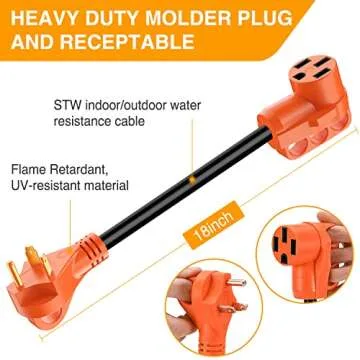 Nilight - 50032R 18 inch 30 Amp to 50 Amp RV Plug Adapter Heavy Duty Dogbone Electrical Adapter with Handle 30A Male to 50A Female Cord Adapter 125V/3750W,2 Years Warranty