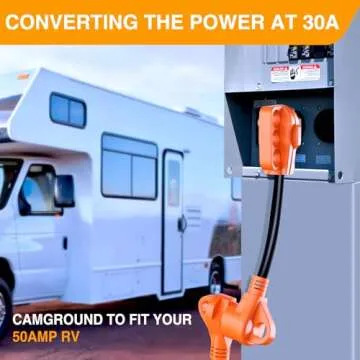 Nilight - 50032R 18 inch 30 Amp to 50 Amp RV Plug Adapter Heavy Duty Dogbone Electrical Adapter with Handle 30A Male to 50A Female Cord Adapter 125V/3750W,2 Years Warranty