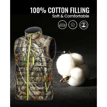 TIDEWE Men’s Lightweight Heated Vest with Battery Pack (Next Camo G2, Size XXXL)
