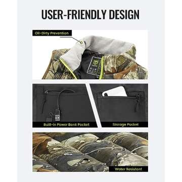 TIDEWE Men’s Lightweight Heated Vest with Battery Pack (Next Camo G2, Size XXXL)