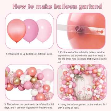 140Pcs Rose Gold Pink Balloons for Celebrations