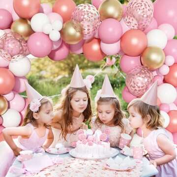 140Pcs Rose Gold Pink Balloons for Celebrations