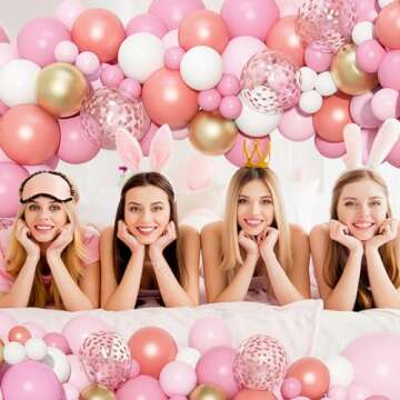140Pcs Rose Gold Pink Balloons for Celebrations