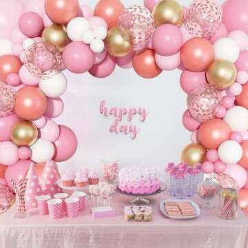 140Pcs Rose Gold Pink Balloons for Celebrations
