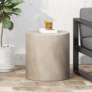 Modern Light Gray Outdoor Side Table by Christopher Knight