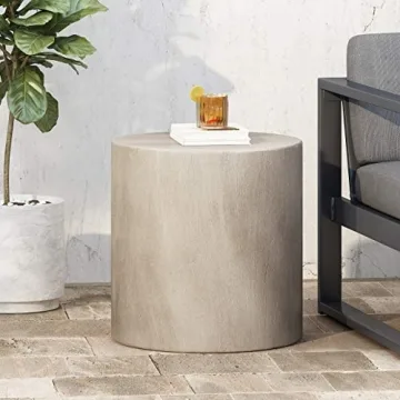 Modern Light Gray Outdoor Side Table by Christopher Knight