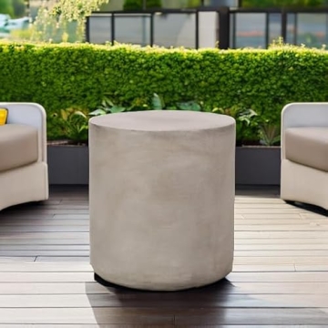 Modern Light Gray Outdoor Side Table by Christopher Knight