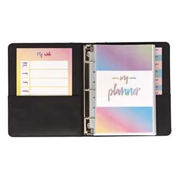 Samsill 1" Junior Size 3 Ring Binder, Leather, Black with Contrast Stitching, Holds 8.5 x 5.5 Paper, 3 Rings, Notebook Binder, Portfolio Organizer, Planner, Journal