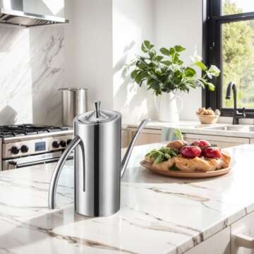 KSENDALO SUS304 Stainless Steel Oil Can 500ML/17oz - Leakproof Cruet & Container for Olive Oil, Vine...