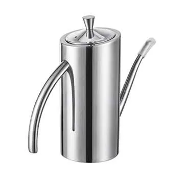 KSENDALO SUS304 Stainless Steel Oil Can 500ML/17oz - Leakproof Cruet & Container for Olive Oil, Vinegar, and Grease - Precision Spout for Easy Drip-Free Pouring in Cooking and Kitchen Use