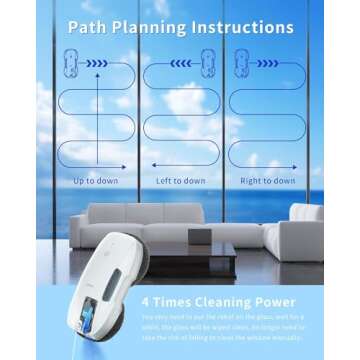 FMART T9Pro Window Cleaning Robot, Ultrasonic Atomization Intelligent Water Spray, 3800PA Suction Power, AI Intelligent Path Planning, Edge Detection Technology, Remote Control Robot Window Cleaner