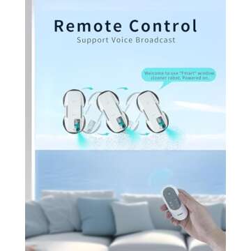 FMART T9Pro Window Cleaning Robot, Ultrasonic Atomization Intelligent Water Spray, 3800PA Suction Power, AI Intelligent Path Planning, Edge Detection Technology, Remote Control Robot Window Cleaner