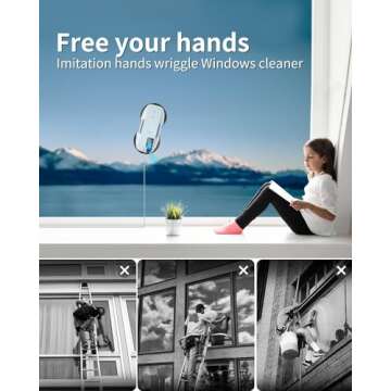 FMART T9Pro Window Cleaning Robot, Ultrasonic Atomization Intelligent Water Spray, 3800PA Suction Power, AI Intelligent Path Planning, Edge Detection Technology, Remote Control Robot Window Cleaner