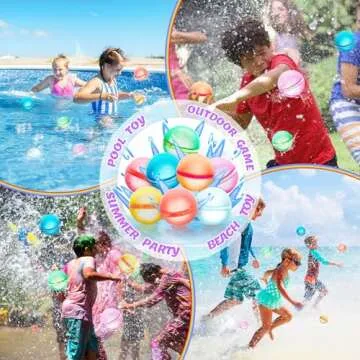 【16 Pack】Magnetic Reusable Water Balloons Fast Refillable for Kids Outdoor Activities, latex-free Kids Pool Beach Bath Toys, Self-Sealing Water Bomb Quick Fill for Summer Games
