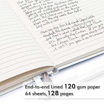 feela 5 Pack Notebooks Journals Bulk, Hardcover Notebook Classic Ruled Lined Journals with Pen Holder for Women Girls School Business Supplies, with 5 Black Pens, 120 GSM, 5.1”x8.3”, A5, White