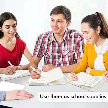 feela 5 Pack Notebooks Journals Bulk, Hardcover Notebook Classic Ruled Lined Journals with Pen Holder for Women Girls School Business Supplies, with 5 Black Pens, 120 GSM, 5.1”x8.3”, A5, White