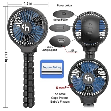 WiHoo Mini Handheld Stroller Fan for Ultimate Cooling