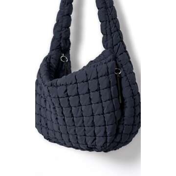 ODODOS Quilted Carryall Tote Bag for Women Crossbody Large Hobo Lightweight Padding Shoulder Bag, Dark Blue