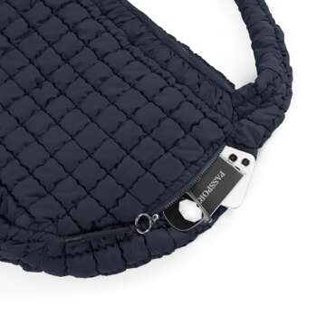 ODODOS Quilted Carryall Tote Bag for Women Crossbody Large Hobo Lightweight Padding Shoulder Bag, Dark Blue