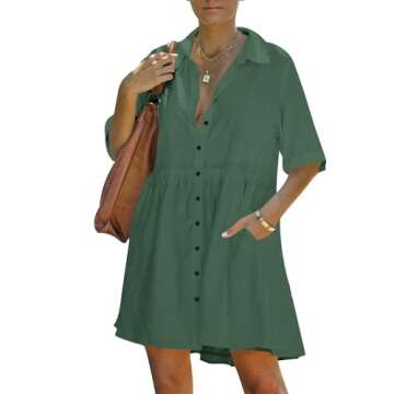 Stylish PYGFEMR Women's Short Sleeve Babydoll Dress
