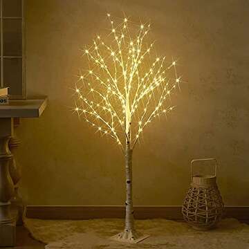 Birchlitland LED Birch Tree 4FT 200L Warm White Fairy Lights, Lighted Trees for Indoor Outdoor Home ...