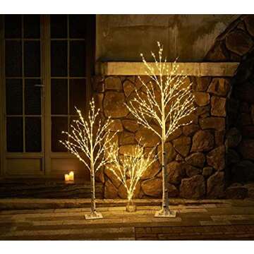Birchlitland LED Birch Tree 4FT 200L Warm White Fairy Lights, Lighted Trees for Indoor Outdoor Home Thanksgiving Christmas Holiday Decoration