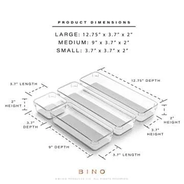 BINO 4-Piece Drawer Organizer Bin Set for Multi-Purpose Storage