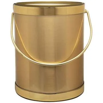 Mr. Ice Bucket By Stephanie Imports Hand Made In USA Brushed Gold Double Walled 5-Quart Insulated Ice Bucket With Ice Tongs (Metallic Deco Collection)