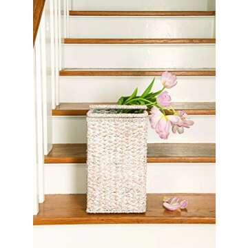 Creative Co-Op Woven Stair Basket with Handles