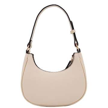 FashionPuzzle Small Crescent Shoulder Bag Underarm Purse (Nude)