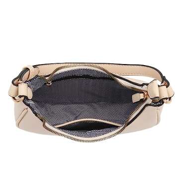 FashionPuzzle Small Crescent Shoulder Bag Underarm Purse (Nude)