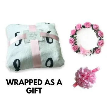 Baby Milestone Blanket with Floral Wreath & Headband