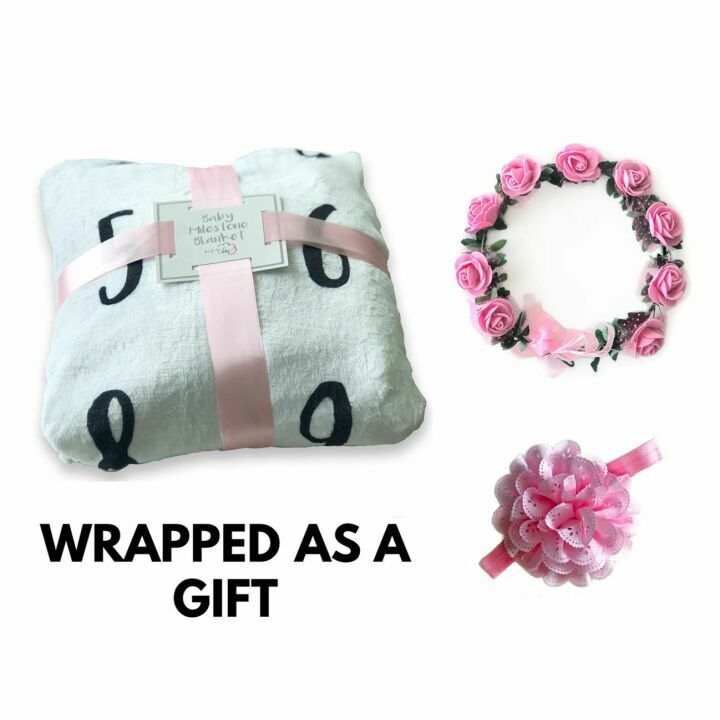 Baby Milestone Blanket with Floral Wreath & Headband