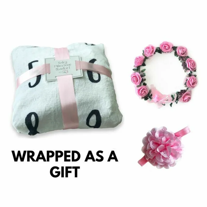 Baby Milestone Blanket with Floral Wreath & Headband