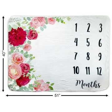 Baby Milestone Blanket with Floral Wreath & Headband