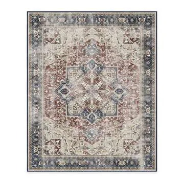 RUGGABLE Kamran Washable Rug - Perfect Vintage Washable Area Rug for Living Room, Kitchen, Bedroom, Kids Room- Stain & Water Resistant, Non-Slip, Pet & Kid Friendly - Royal Blue 8'x10' (Standard Pad)
