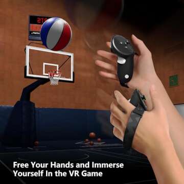 AMVR Upgraded Controller Grips Cover Compatible with Meta/Oculus Quest 3S/Quest 3 Accessories, with Battery Opening Cover and Knuckle Straps Protector