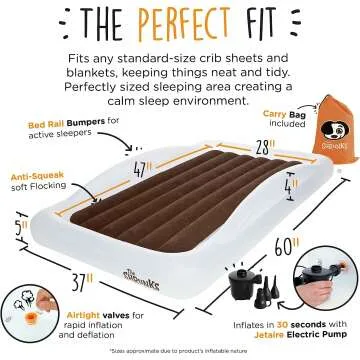 Portable Toddler Travel Air Mattress with Rails