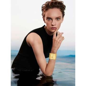 Hammered Chunky Gold Cuff Bracelets for Women