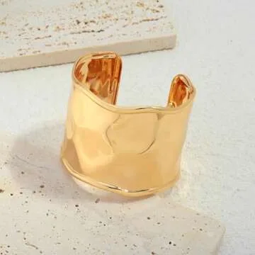 Hammered Chunky Gold Cuff Bracelets for Women