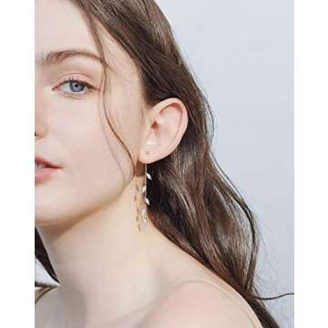 SLUYNZ Solid 925 Sterling Silver Droplet Dangle Earrings Chain for Women Teens Girls Olive Leaf Wedd...