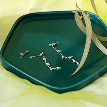 SLUYNZ Solid 925 Sterling Silver Droplet Dangle Earrings Chain for Women Teens Girls Olive Leaf Wedding Dangle Earrings Bridal Earrings (A-Sterling Silver)